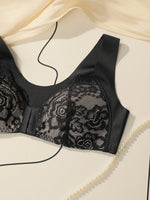 Women Front Closure Floral Lace Bra Wireless Wide Strap Breathable Anti Sag Support Daily Sleep Underwear Soutien Gorge Femme