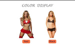 Lace Red 3Pcs Lingerie Set Sexy G-string Dress Exotic Apparel Erotic Underwear Lenceria Transparent Ropa Interior Porno Costumes