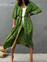 17 Colors Leopard Printed Colorful With Belt Tunic Cover-ups Beach Dress Beach Wear Beachwear Female Women Beach Cover Up V4510L