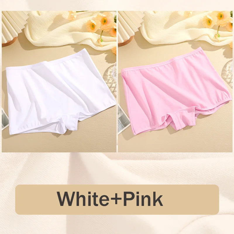 2PCS Women's Panties Cotton Seamless Sports Boxers Underwear Female Solid Color Briefs Cozy Lingerie Intimate Underpants XS-XL