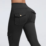 Women's Cargo Pocket Fitness Yoga Leggings With Pockets - High-Waisted Stretch Tights Butt Lift Yoga Running Pants