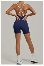 Spring/summer Women's Contrasting Yoga Jumpsuit Hollow Out Cross Back Camisole One Piece Sports Suit Hip Lifting Fitness Romper
