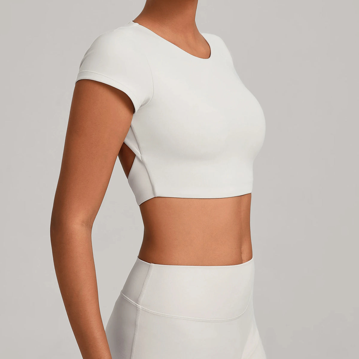No Padded Women's Yoga T-shirt Short Sleeves Bra Backless Fitness Top Beautiful Back Gym Clothes Form-fitting Running Tee