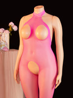 Women's Netted Bodysuit Open Crotch High Cut One Piece Teddy Sexy Lingerie Fishnet Leotard Erotic Costume