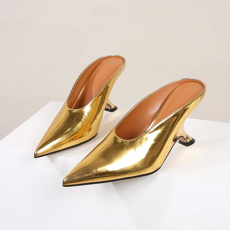 Design Fashion Platform Wedges High Heels Mule Women Slippers Concise Shallow Pointed Toe Party Dress Ladies Shoes 2026