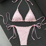 DEKA Pink Lace Micro Bikini 2026 Women Brazilian Push Up Bra Tie Side Thong Swimsuit Beach Holiday Bathing Suit 2 Piece Swimwear