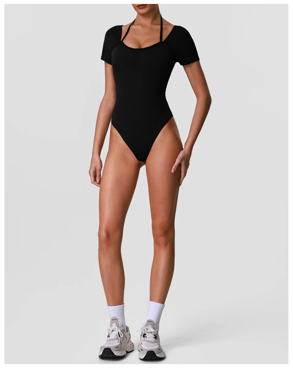 Summer Women's Cross Hollow Back Yoga Jumpsuit Short Sleeved Slimming Sports Overalls High Stretch Push Up Fitness Bodysuit