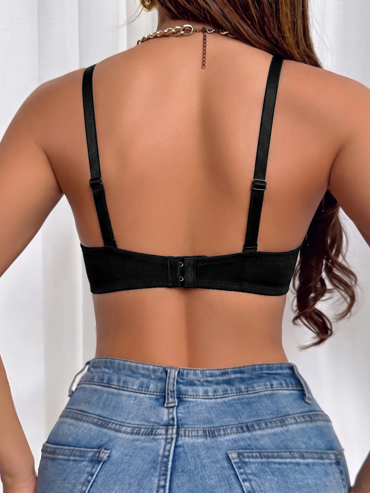 Butterfly Pattern Cup Bra for Women, Half-Cup Underwire Push-Up Bra, Adjustable Shoulder Straps, Comfortable Lingerie