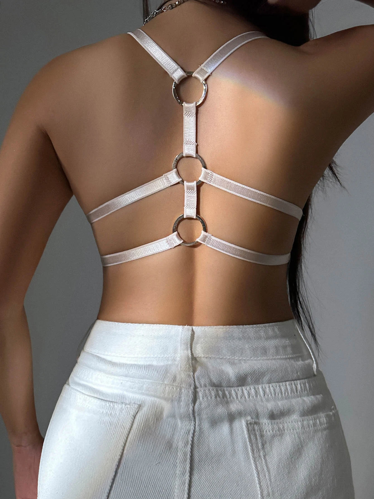 Women's sexy front buckle embroidered lace bra with steel ring gathering push up cross back close fitting bra B6135