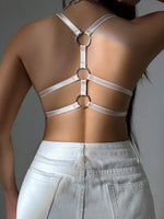 Women's sexy front buckle embroidered lace bra with steel ring gathering push up cross back close fitting bra B6135