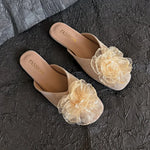 Women's Slip-On Sandals 2026Summer New Floral Closed-Toe Half Slippers,Elegant Style,Perfect with Dresses,Gentle Summer Footwear