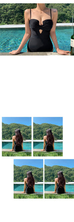 New One-piece Swimsuit Women Japan and South Korea Twist Bag Sexy Big Breasts Gathered Swimsuit