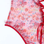 Toucheart Sexy Women Lace Backless InterestingBabydoll Bodysuit Wrap Dress High Waisted Printing Bow KnotBabydoll Bodysuit