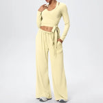 3 Pcs Women's Seamless Yoga Set Sports Fitness Gym Slim-Fit Long Sleeve & Tank Top Suits Workout Running Training Sets