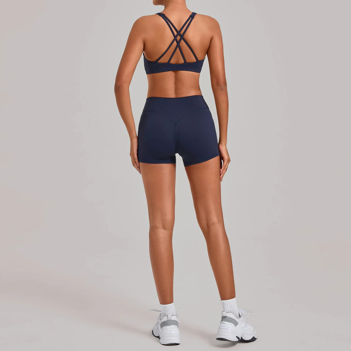 Women's Nude Yoga Sets Sports Cross Beauty Back Bra Hip-lifting Slim Fit Shorts Suits Running Fitness Workout Gym Sets