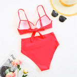 Push Up Bikinis 2026 Women High Waist Swimsuit Solid Strappy Swimwear Female Summer Beachwear Swimming Bathing Swim Suit