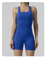 Seamless Yoga Jumpsuit Sleeveless Shorts One Piece Yoga Suit Sexy Cutout Backless Top Women Playsuit Gym Summer Workout Clothes