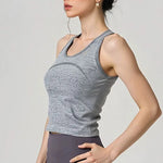 Women's One Piece Yoga Sports Vest Stretch I-Shaped Running Fitness Slimming Short Style Camisole Outerwear
