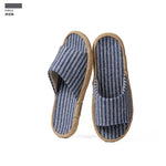 Janpanest Style Cotton Linen Slippers For Womeen Men Leisure House Shoes Striped Style Anti-slip Couples Home Breathable Slides