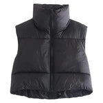 Women Winter Warm Crop Waistcoat Sleeveless Stand Collar Double Sided Lightweight Puffer Vest 2022 Streetwear