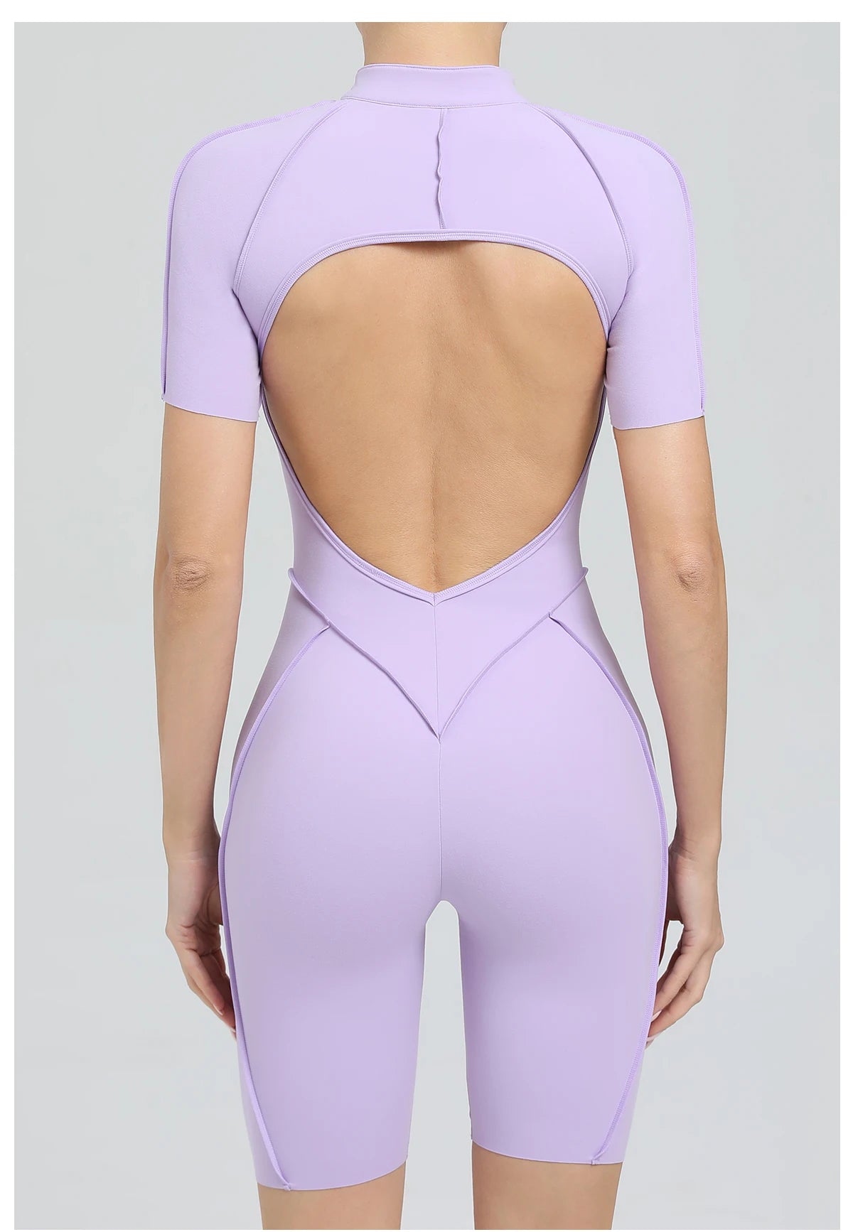 Summer Zipper Workout Jumpsuit Sports Overalls Women Running Fitness Short Sleeve Yoga Bodysuit