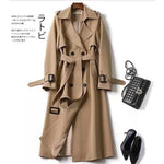 Phantasy Trench Coat Women Long Sleeve Jacket British Style Long Cloack Lace Up Elegant Office Lady Trench Spring Autumn Outfit