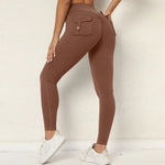 Women's Seamless Yoga Leggings Pants Sports Fitness Peach Hip-lifting Workwear Pocket Tight Trousers Workout Gym Leggings