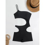 Asymmetric One Shoulder High Waist Shorts Cut Out Padded Bather Bathing Suit Swim One Piece Swimsuit Women Swimwear Female K8044