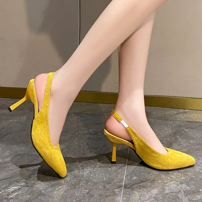 2026 Summer Sandals Women Fashion Pointy Shallow MouthBack Air Anti-slip Wear Heels
