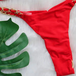 DEKA Brazilian Chain Bikini Set Women's Swimsuit Stylish Solid Thong Swimwear Diamond Separate Beachwear Bathing Suit