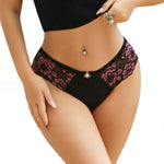 1pcs Women's Solid Color Floral Panties Low Waist Breathable Comfortable Female Underpants Elegant Sexy Lingerie Lady Briefs