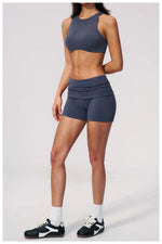 Tight Yoga Clothes Women Speed Drying Shock-absorbing Sports Vest Fitness Suits Outwear Gym Flip Waist Shorts Workout Clothes