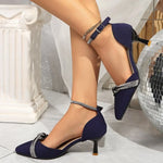 New Women Pointed Toe Baotou Sandals Spring High Heels Shoes Fashion Luxury Rhinestone Roman Sandals