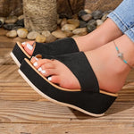 Slippers Women ‌2026 Summer New Plus Size Platform Wedge Open Toe Light Women's Casual Thong Sandals Round Toe Outdoor Slippers