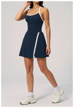 Naked Women's Tennis Dresses for Women Breathable Back Hollowed Out Sleeveless Mini Dress Built in Shorts Tight Sports Skirt
