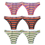 6PCS/Set Cotton Panties For Women Striped Briefs Low Waist Bottoms Female Sports Underpants Seamless Underwear Sexy Lingerie