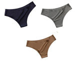 3Pcs/Set Women's Smooth Ice Silk Briefs Low-Rise Ice Silk Brazilian Panties No-Show Breathable Underwear Seamless Bikin