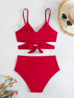 Cross Wrap High Waist Bikini Sets Sexy Red Brazilian Biquini Swimsuit Two Pieces Swimwear Women 2024 Bathing Suits Beach Wear