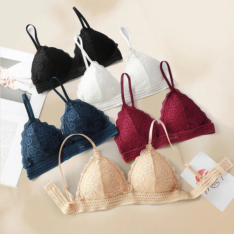 Lace Bralette Women Sexy Lingerie Non-wire Bra Triangle Cup Female Padded Underwear Push Up Bras