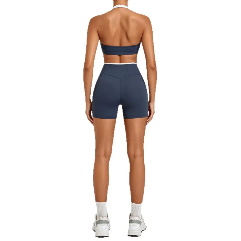 Women's Seamless Yoga Sets Sports Gym Fitness High-Waist Hip Lifting Shorts Suits Training Running Workout Beautiful Back Sets