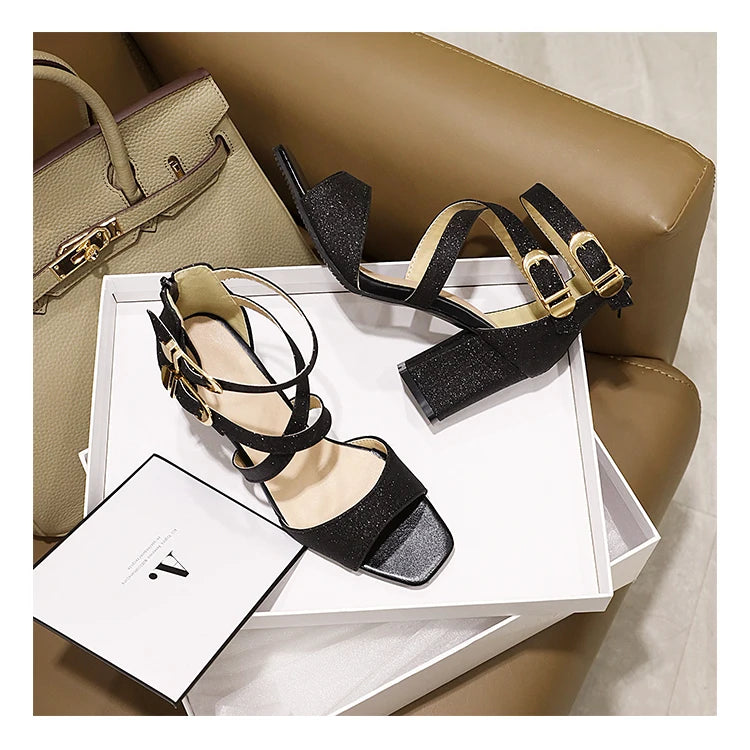 Fashion Cross Strap High Heels Sandals Party Wedding Bridal Shoes Summer Gold Silver Ladies Sandal Women