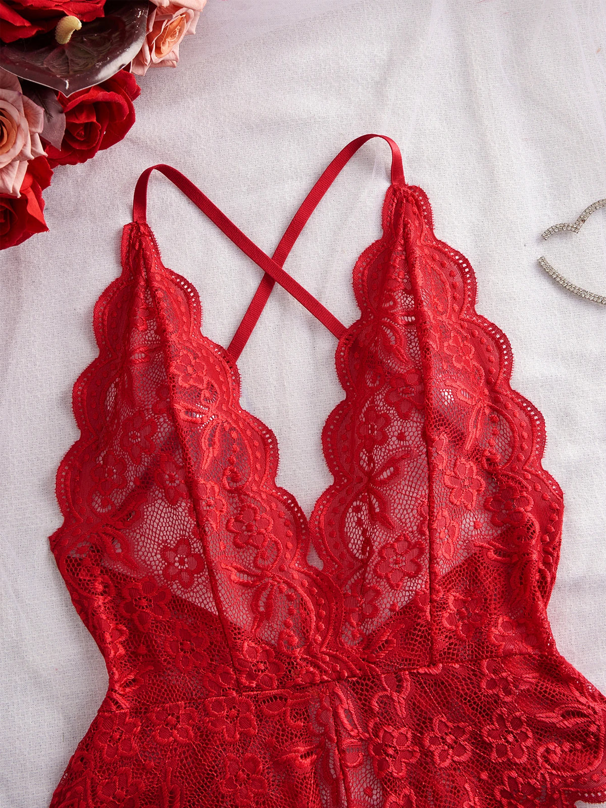 Women's Lace Bodysuit Comfortable Soft Stretch Fashion Casual One Piece Underwear Sleepwear