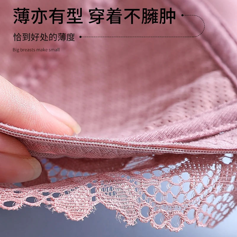 Womens Full Coverage Lace Push Up Bra Wireless Large Size Anti-sagging Underwear Female Lingerie 34 36 38 40 42 44 48 50 C D E