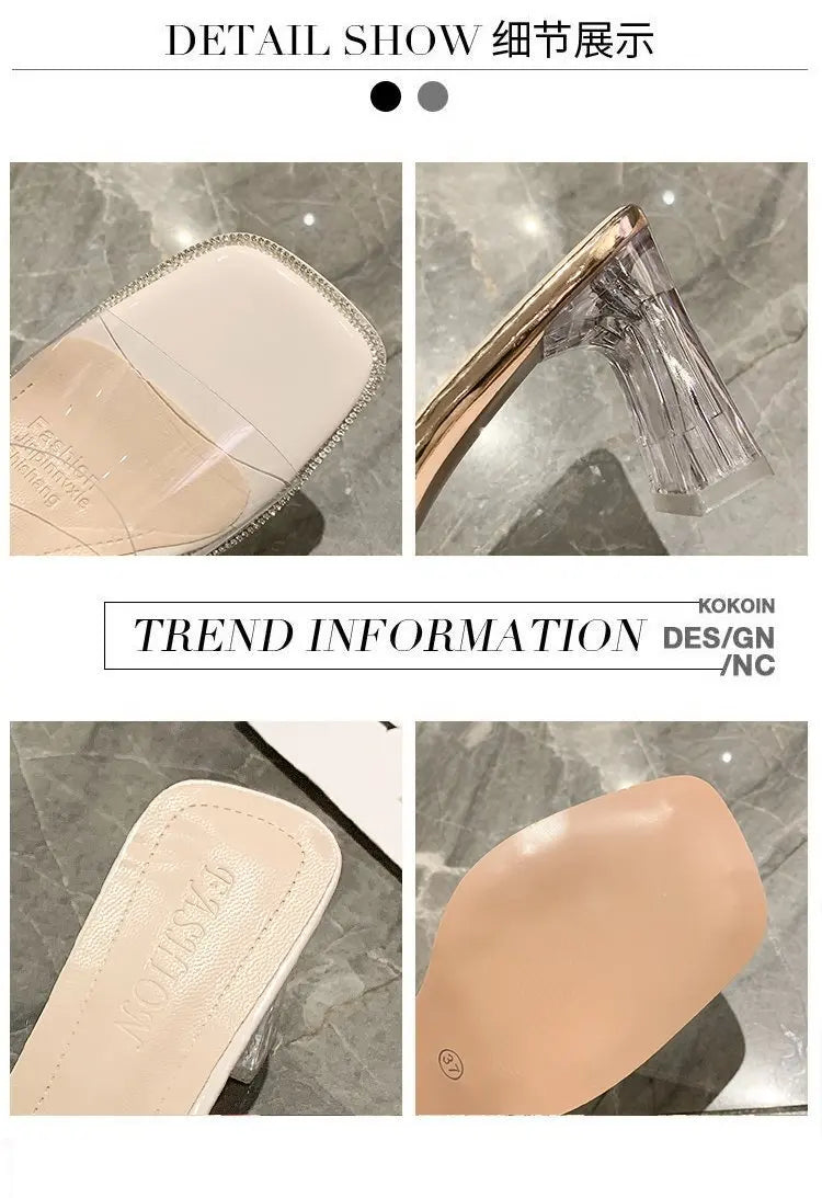 Summer Women Pumps Sandals PVC Jelly Slippers Open Toe High Heels Women Transparent Perspex Slippers Shoes Heel Clear Sandals