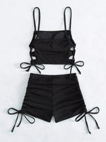 Sexy Bikini 2024 Women White Black Hollow Out Push Up Padded Two Piece Swimsuit Summer Bathing Suit Lace Up High Waist Swimwear