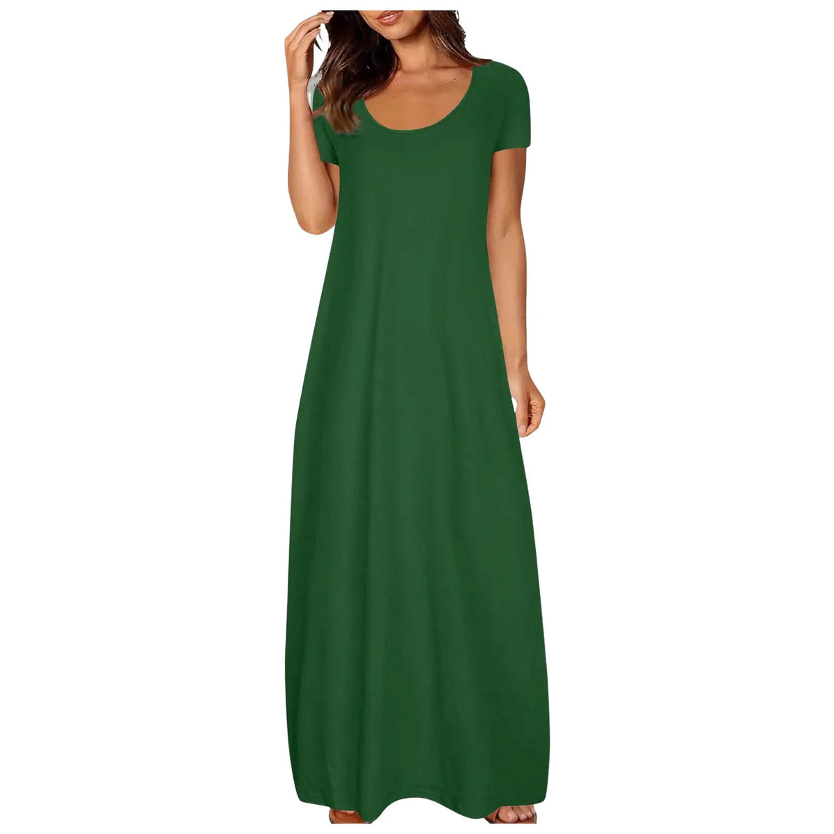 Casual Dresses For Teens Fashion Clothes Women Leisure Solid Color V Neck Short Sleeve Long Dress Casual Loose Sundress 2025