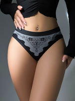 Women Low Waist Bikini Panties Retro Floral Print Wavy Edge Breathable Briefs Sexy Ladies Underwear Lingerie Z412