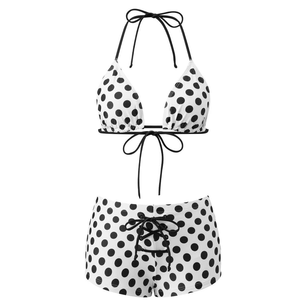 Women Bikini Sets Tie-up Halter Bra Tops and Swim Shorts Casual Bathing Suits for Beach Pool Female 2 Piece Swimsuits