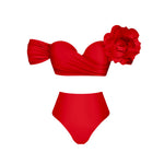 Sexy 3D Flower Bikini Set Brazilian Biquini Low Waist Swimwear Push Up SwimSuit Women Solid Swimwear Sexy Beach Wear Female