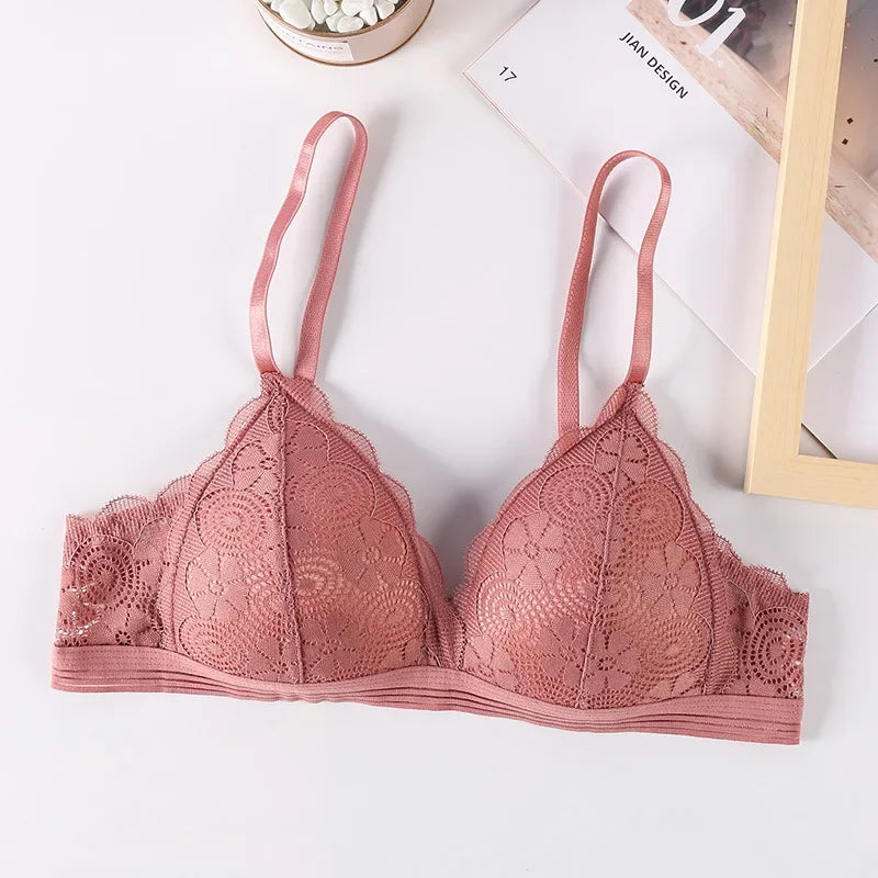 Floral Lace Bras Women Bralette Non-wire Bra Push Up Underwear Back Buckle Brassiere Female Sexy Lingerie